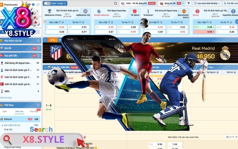 Ưu điểm sảnh thể thao X8, tỷ lệ kèo đa dạng
